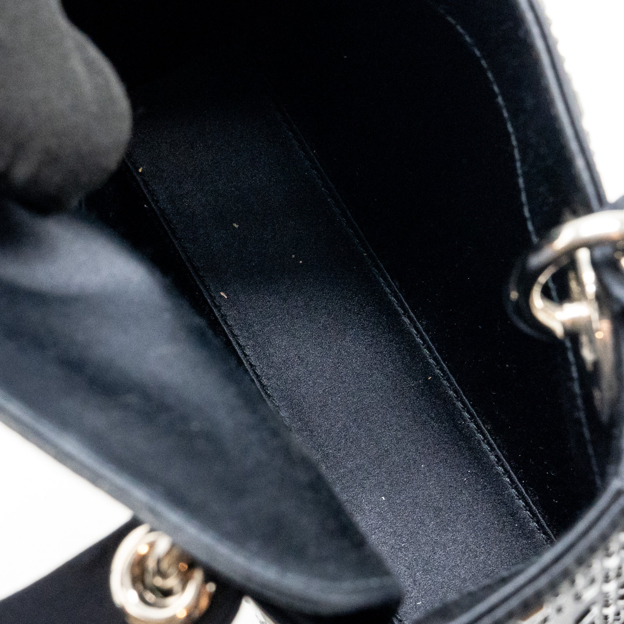 DIOR MINI LADY DIOR SATIN CRYSTAL DARK BLUE SHW