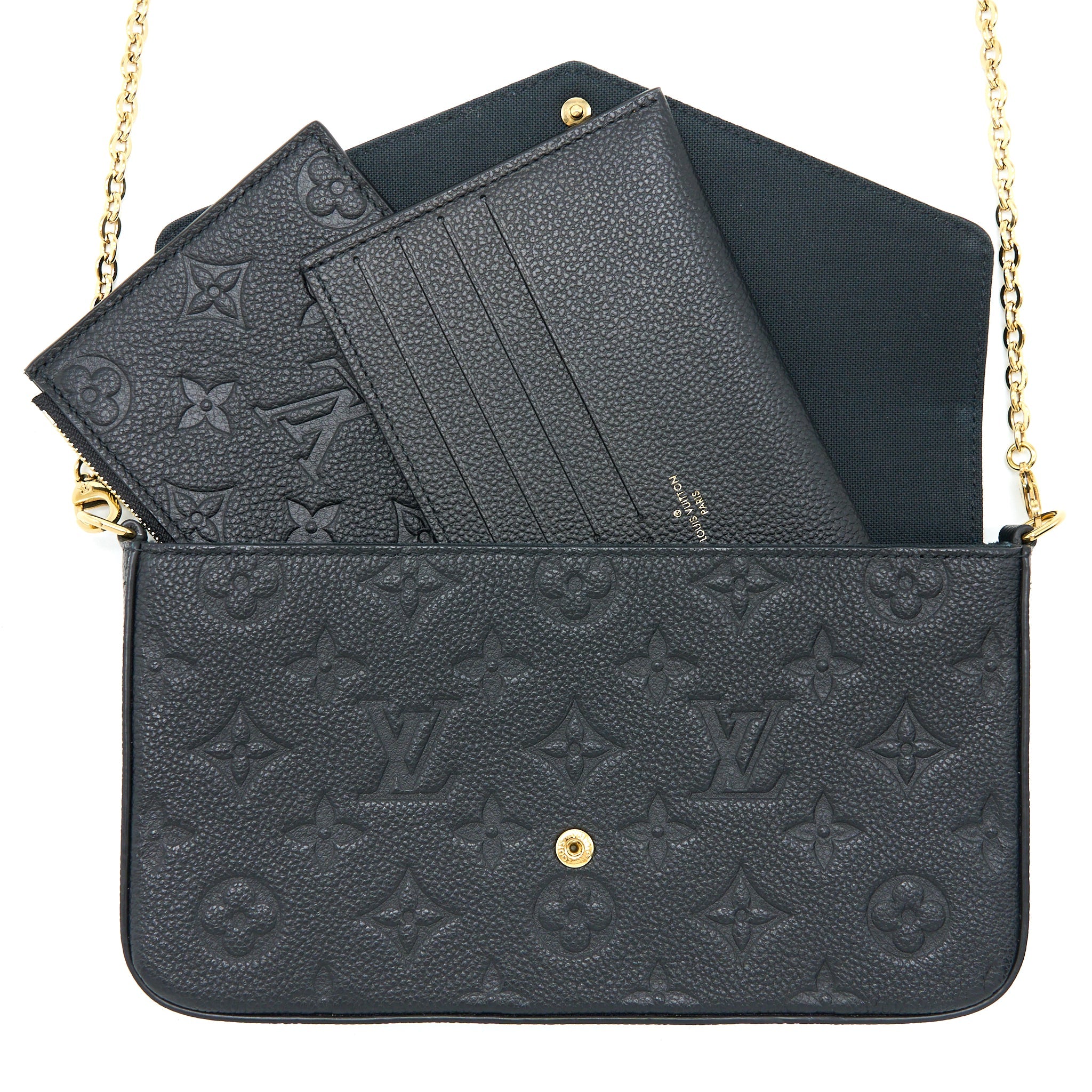 LOUIS VUITTON FELICIE POCHETTE MONOGRAM EMPREINTE BLACK GHW