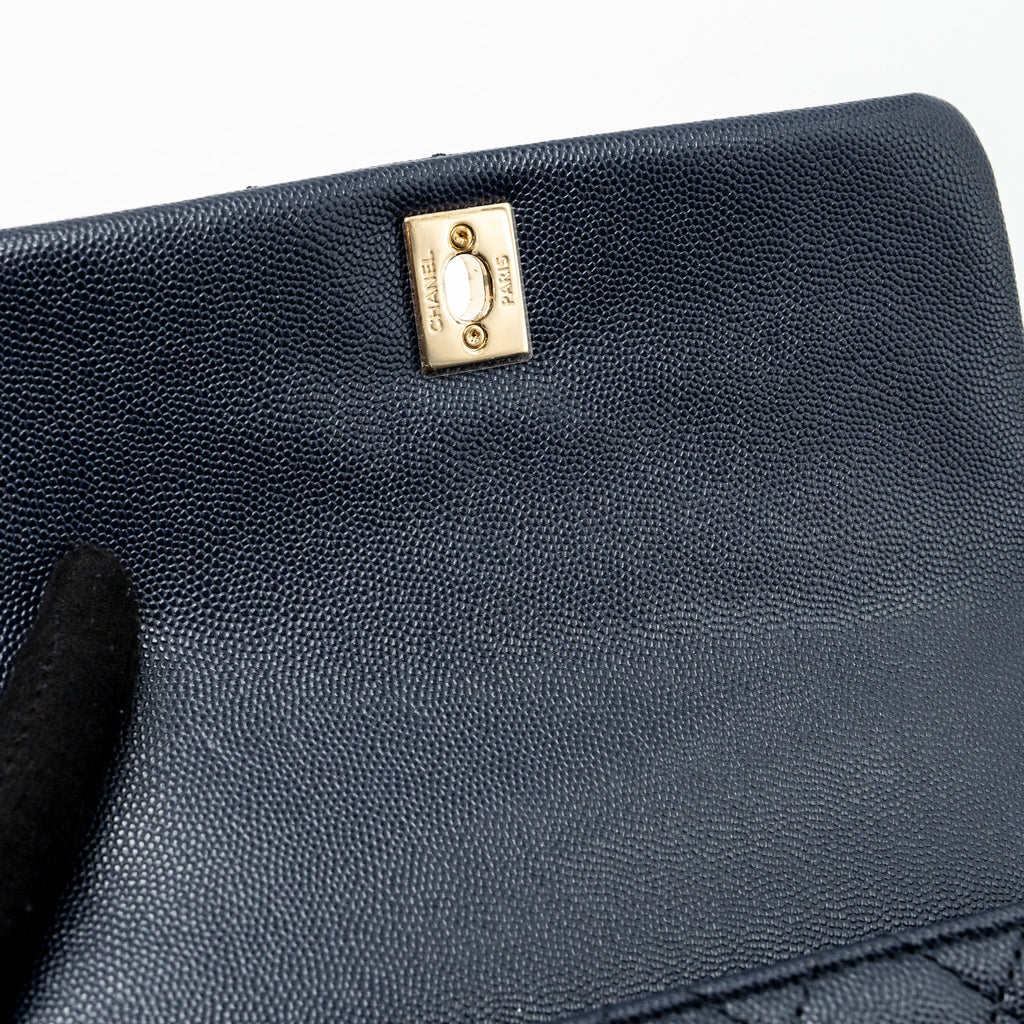 CHANEL SMALL COCO HANDLE BAG CAVIAR NAVY LGHW