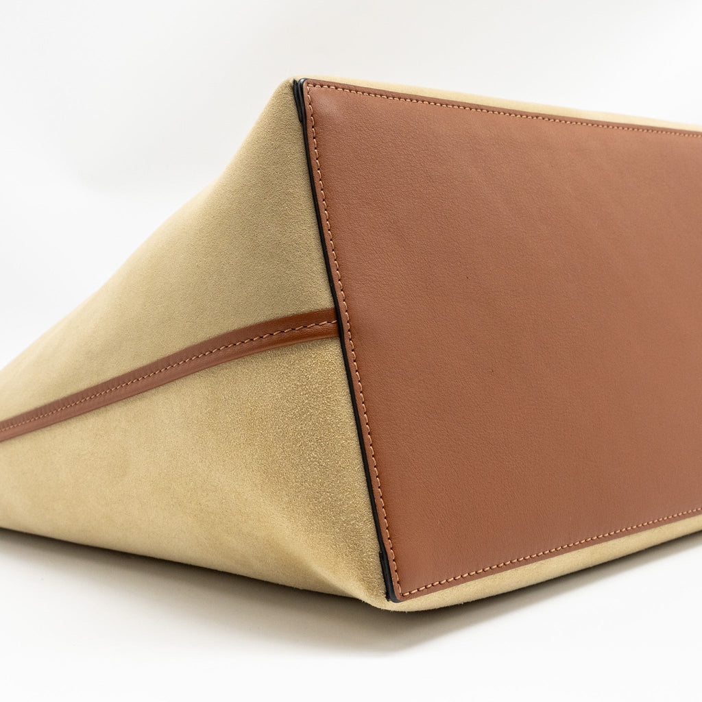 LOEWE ANAGRAM TOTE BAG SUEDE LEATHER BEIGE/BROWN