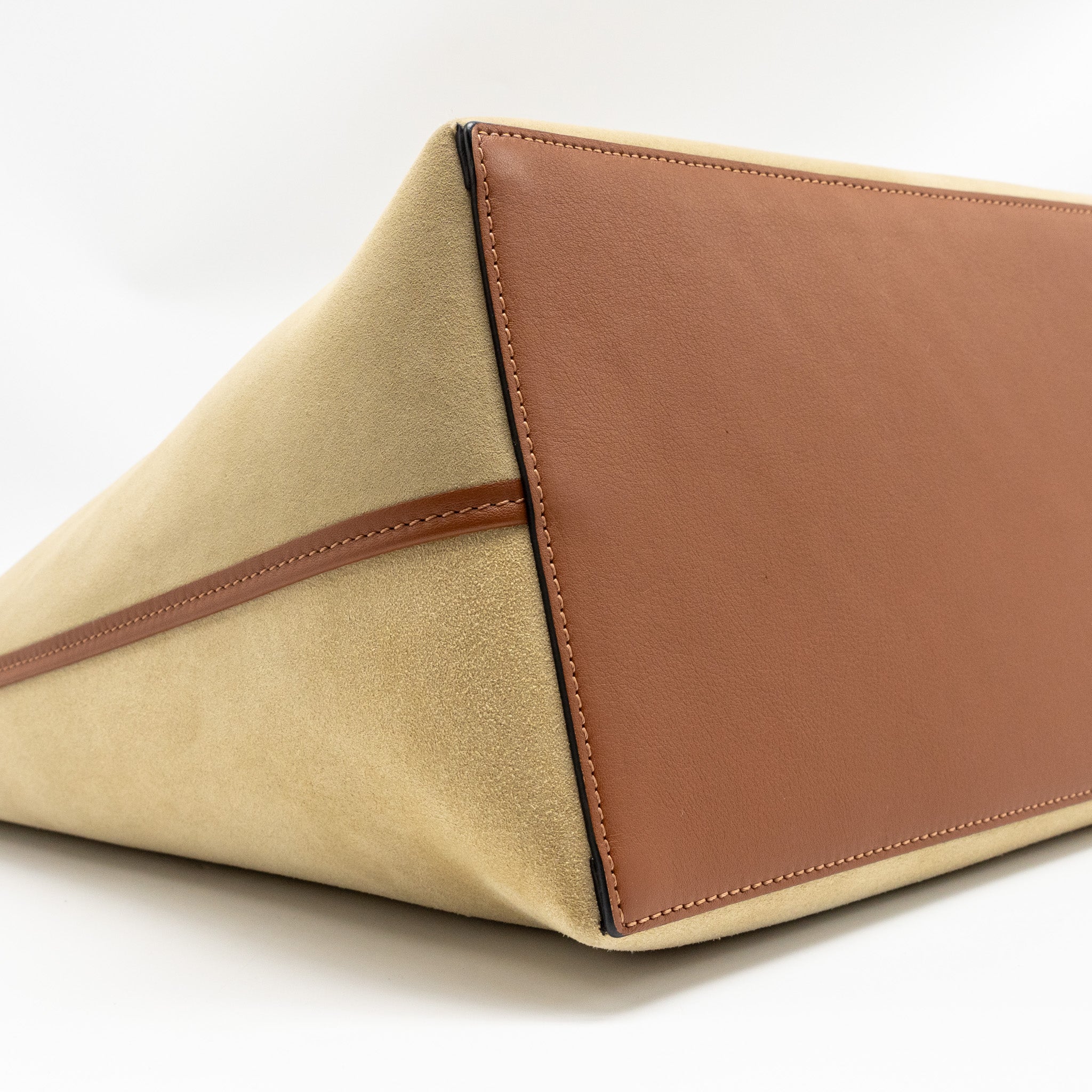 LOEWE ANAGRAM TOTE BAG SUEDE LEATHER BEIGE/BROWN