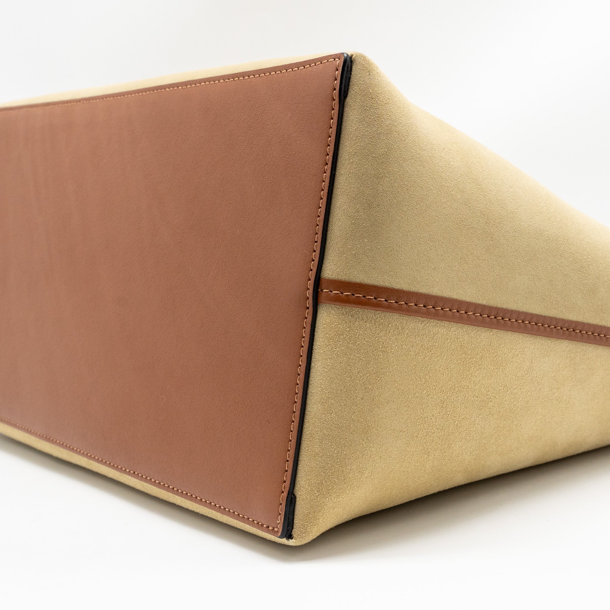 LOEWE ANAGRAM TOTE BAG SUEDE LEATHER BEIGE/BROWN