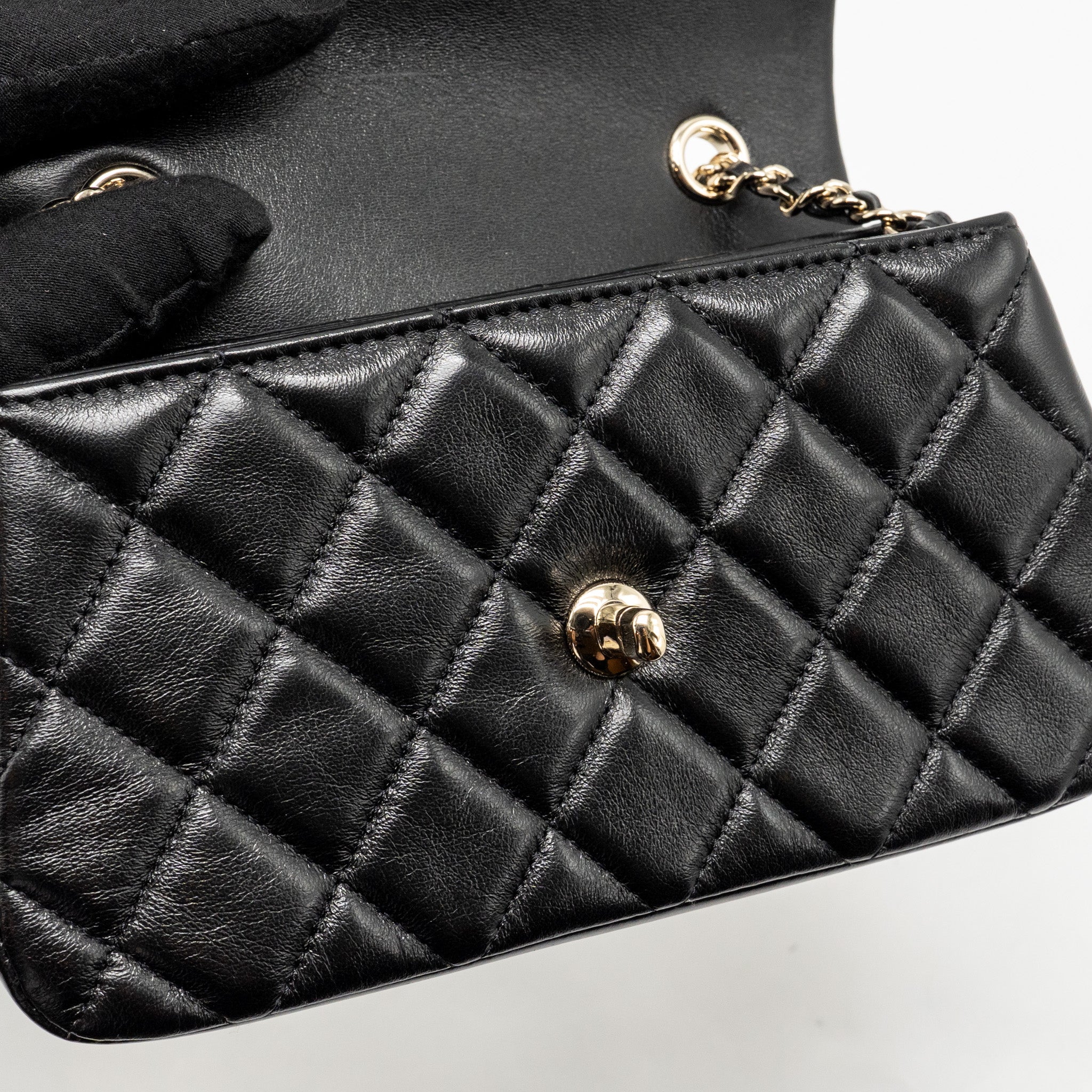 CHANEL 25S MINI FLAP BAG LAMBSKIN BLACK GHW(MICROCHIP)