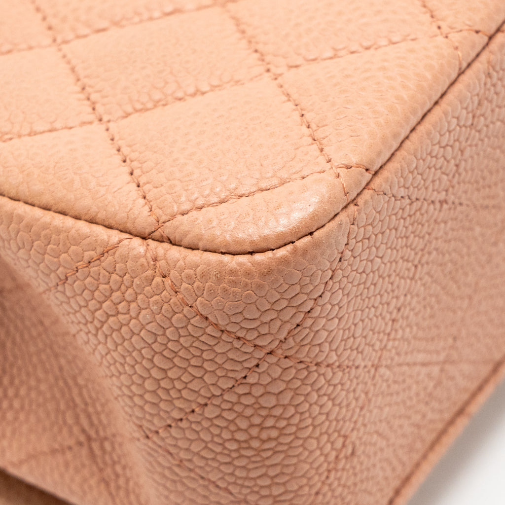 CHANEL MEDIUM CLASSIC DOUBLE FLAP BAG CAVIAR DARK PINK SHW