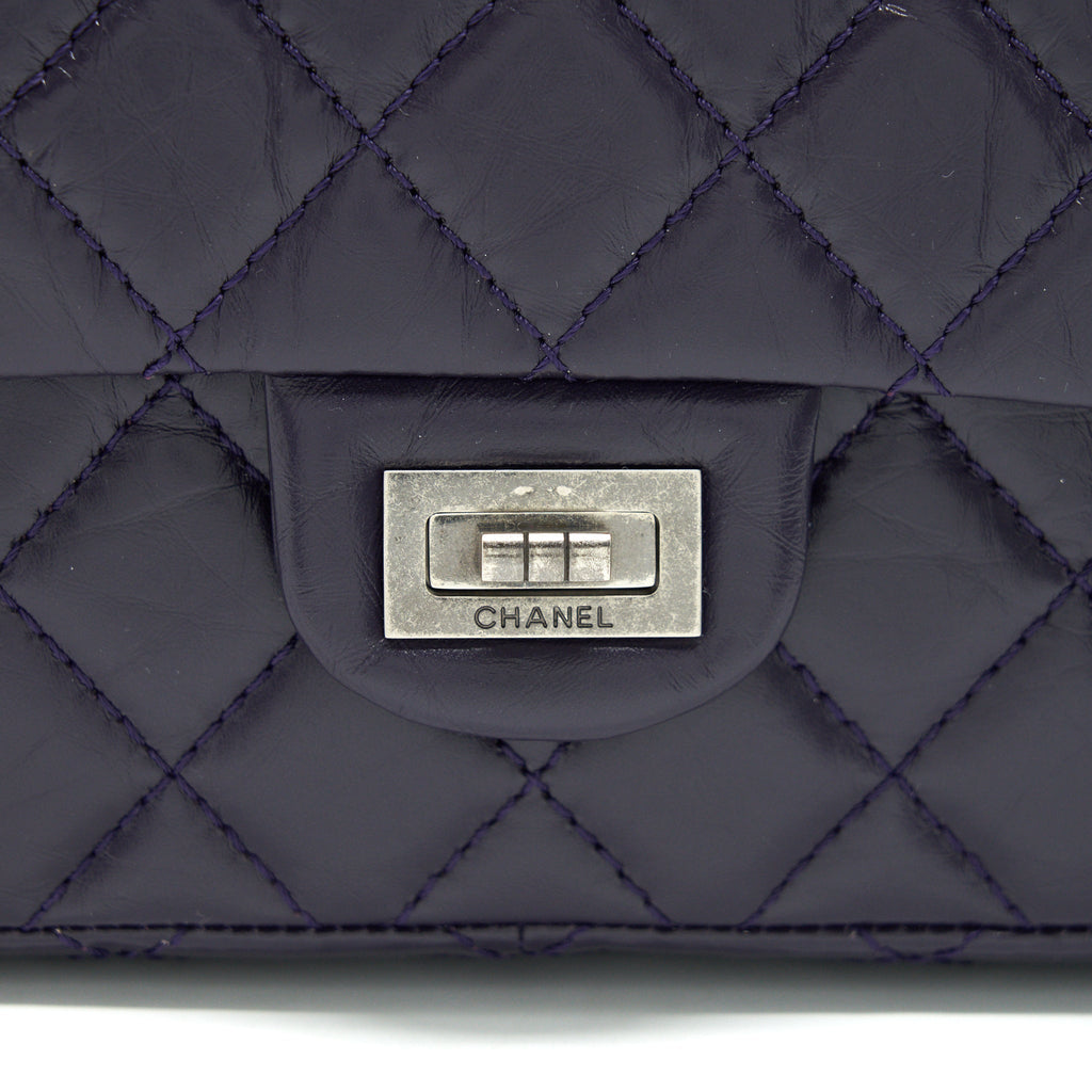 CHANEL REISSUE 226 IN DARK PURPLE WITH SILVER RUTHENIUM HARDWARE