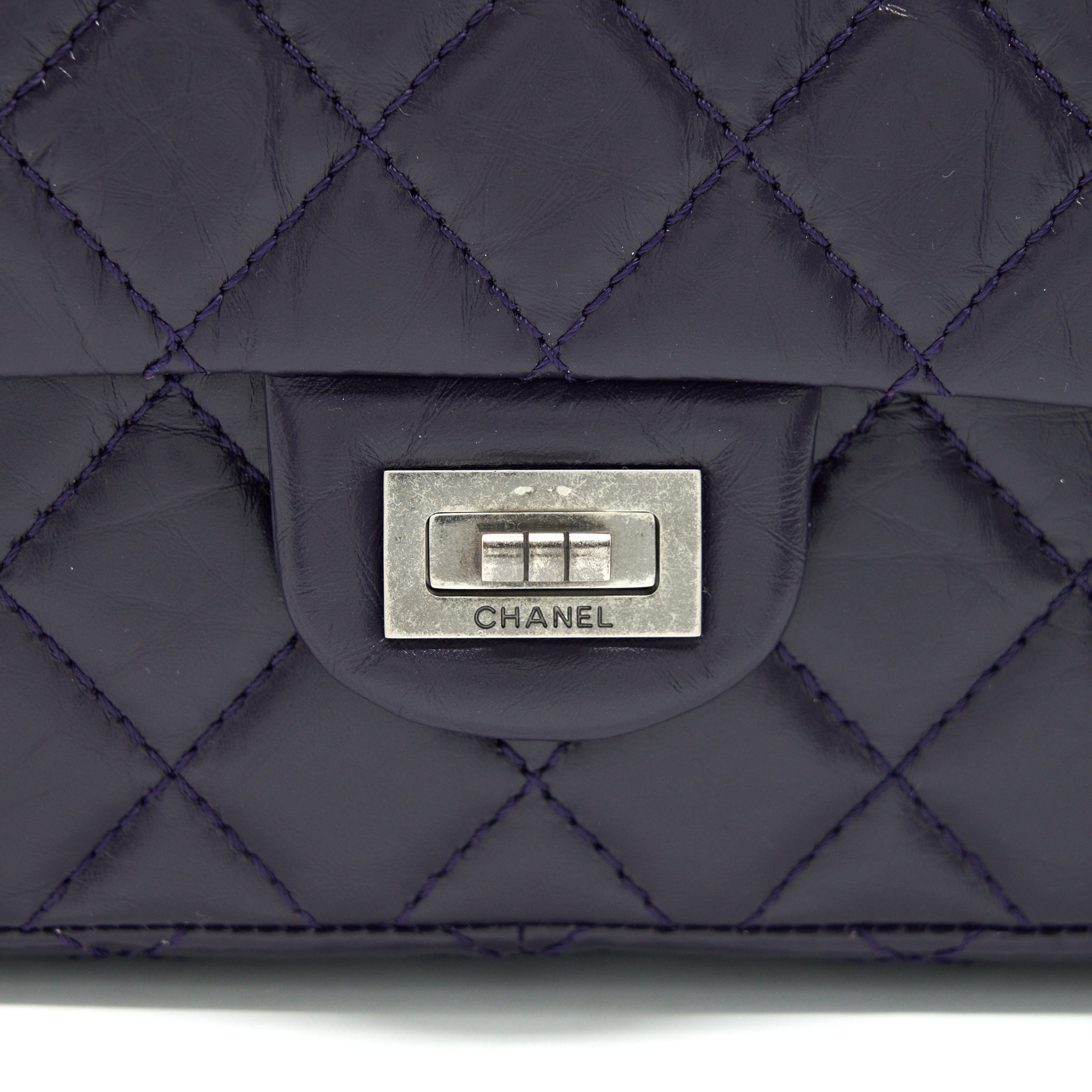 CHANEL REISSUE 226 IN DARK PURPLE WITH SILVER RUTHENIUM HARDWARE