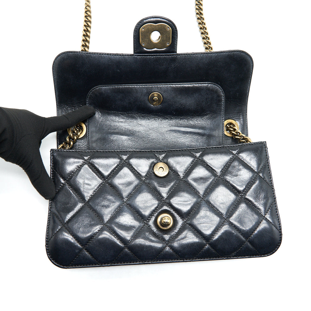 CHANEL PERFECT EDGE FLAP BAG WITH CALFSKIN RUTHENIUM GHW