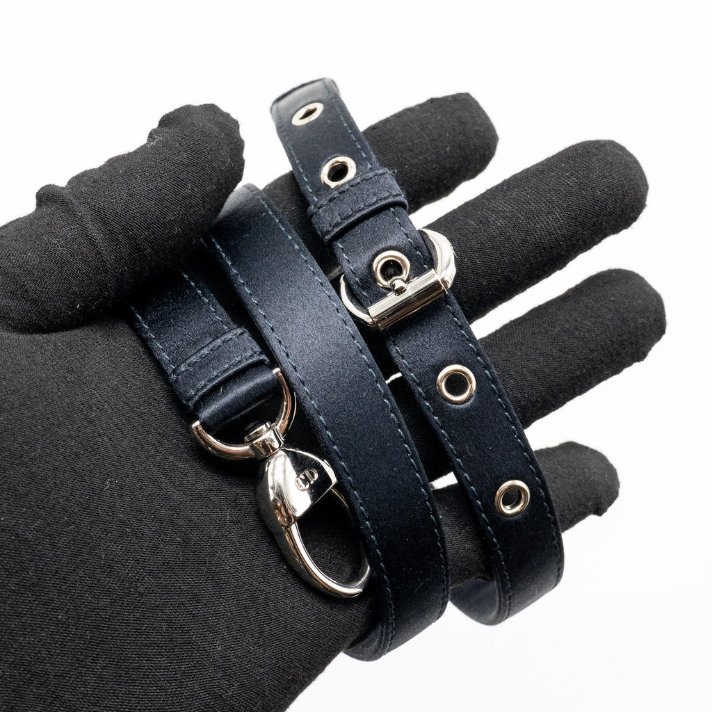 DIOR MINI LADY DIOR SATIN CRYSTAL DARK BLUE SHW