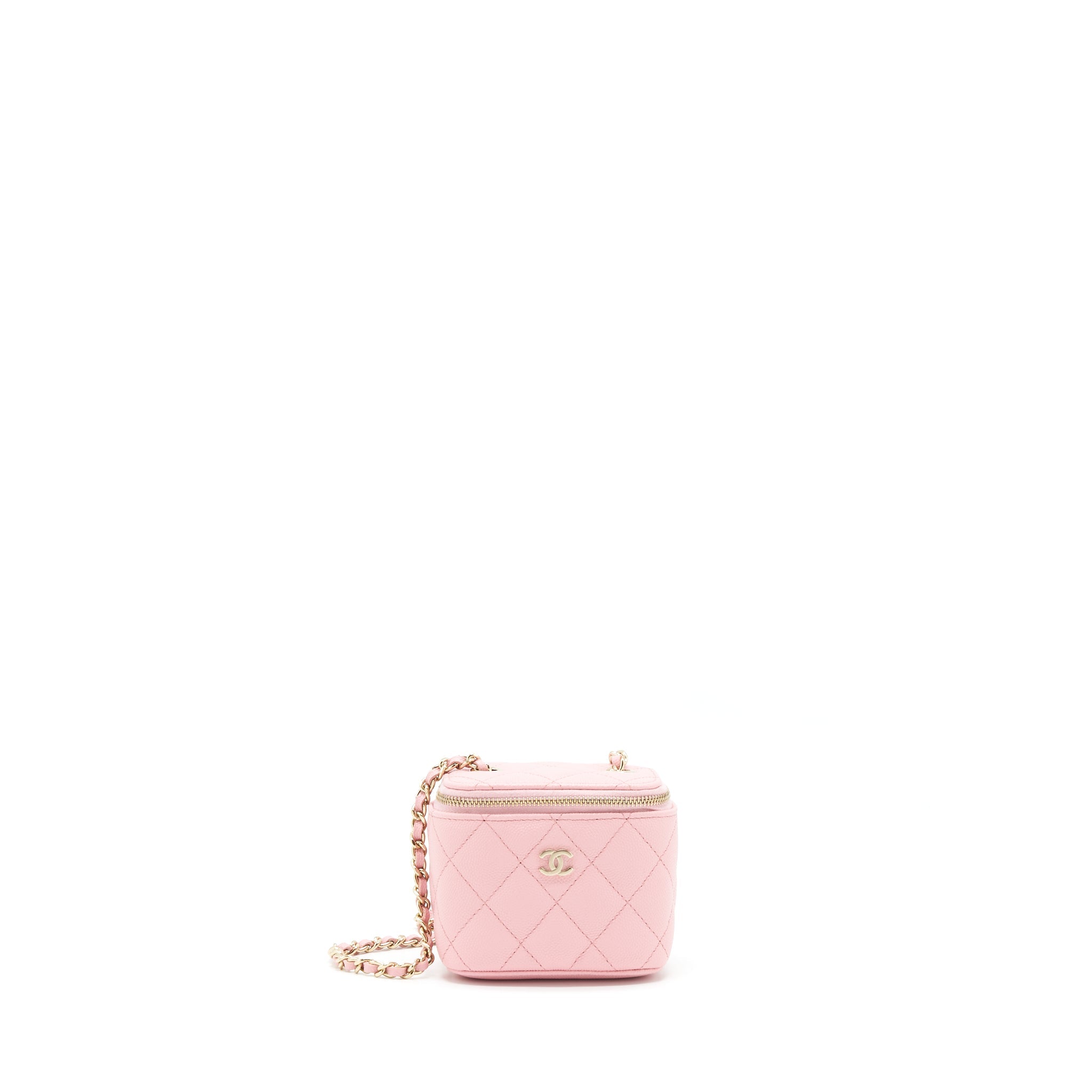 CHANEL 22C MINI VANITY WITH CHAIN CAVIAR PINK LGHW