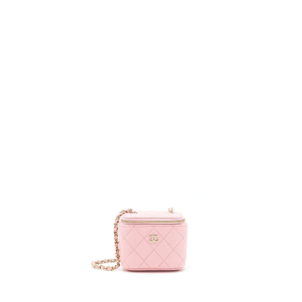 CHANEL 22C MINI VANITY WITH CHAIN CAVIAR PINK LGHW