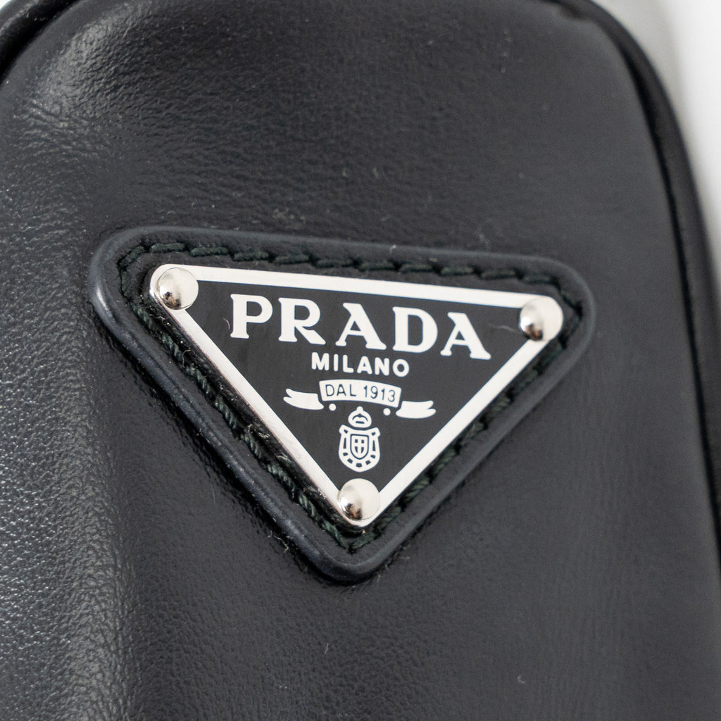 PRADA TRIANGLE SHOULDER BAG LEATHER BLACK SHW