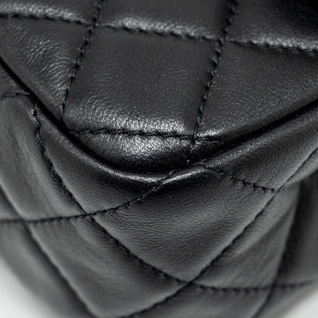 CHANEL PEARL CRUSH MINI RECTANGULAR FLAP BAG LAMBSKIN BLACK GHW (MICROCHIP)