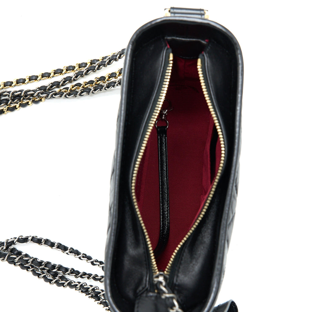 CHANEL SMALL GABRIELLE HOBO BAG AGED CALFSKIN BLACK MULTICOLOUR HARDWARE