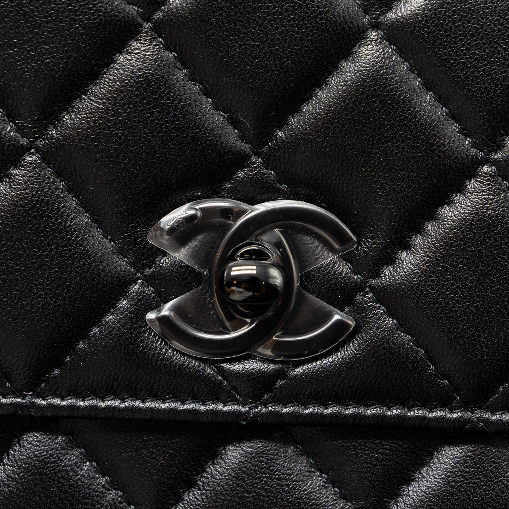 CHANEL TRENDY CC WALLET ON CHAIN LAMBSKIN BLACK WITH BLACK HARDWARE (MICROCHIP)