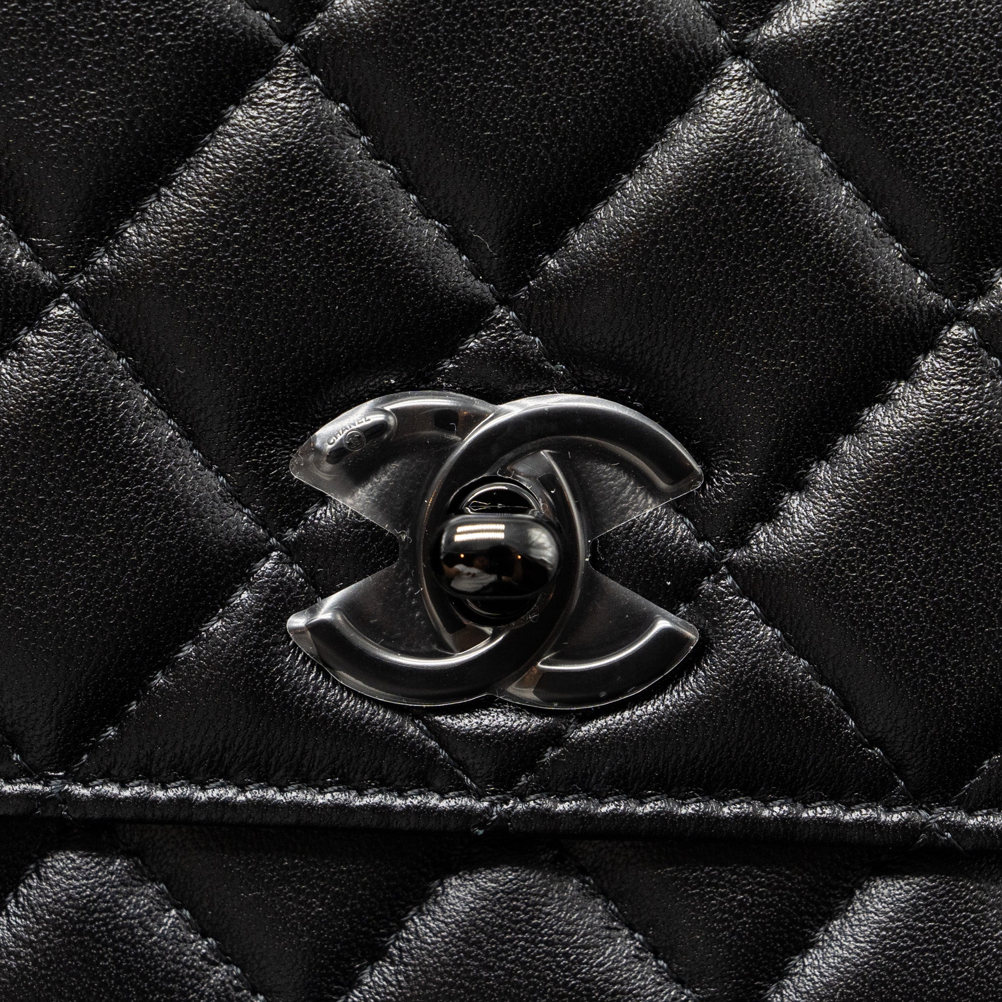 CHANEL TRENDY CC WALLET ON CHAIN LAMBSKIN BLACK WITH BLACK HARDWARE (MICROCHIP)