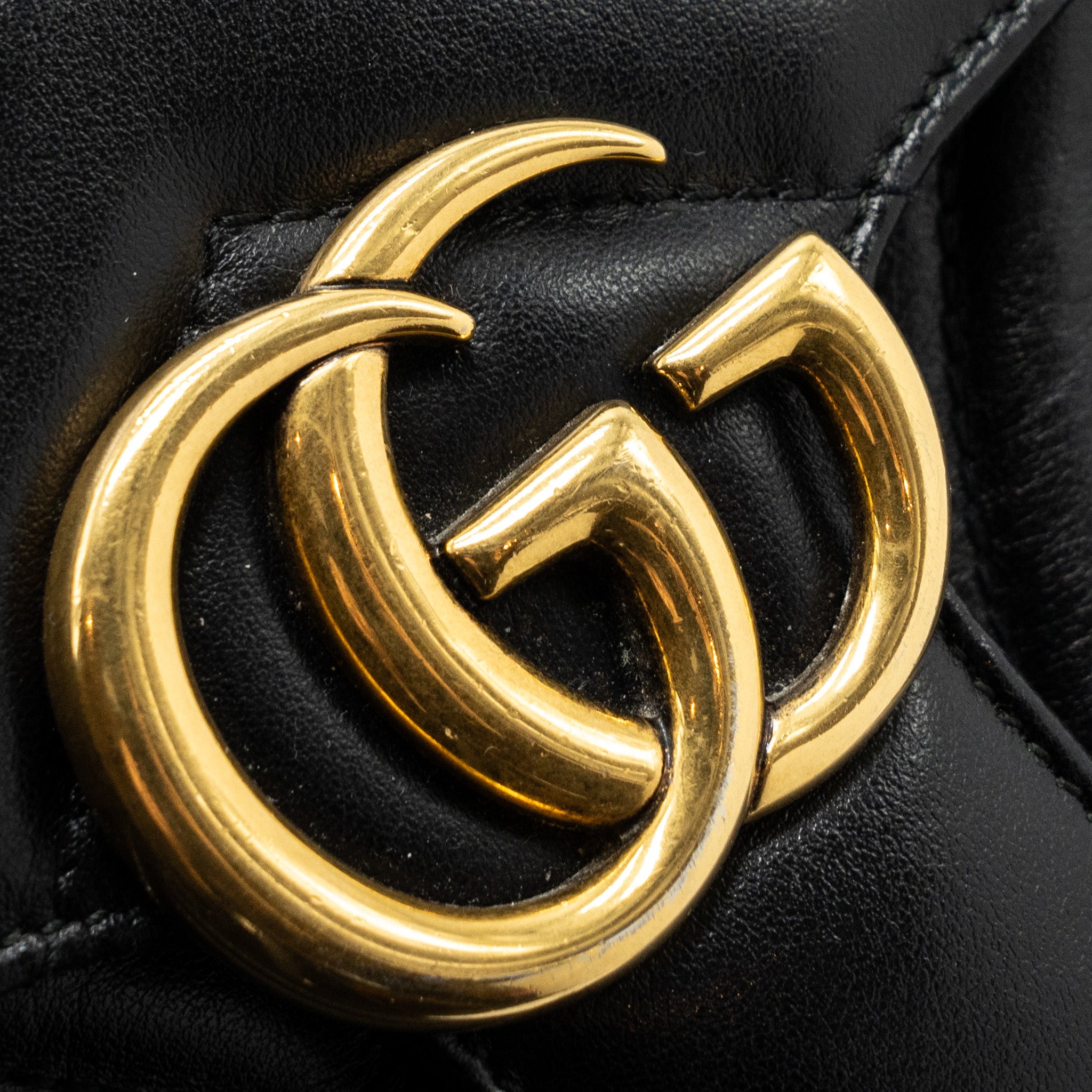 GUCCI MINI GG MARMONT BAG CALFSKIN BLACK BRUSHED GHW