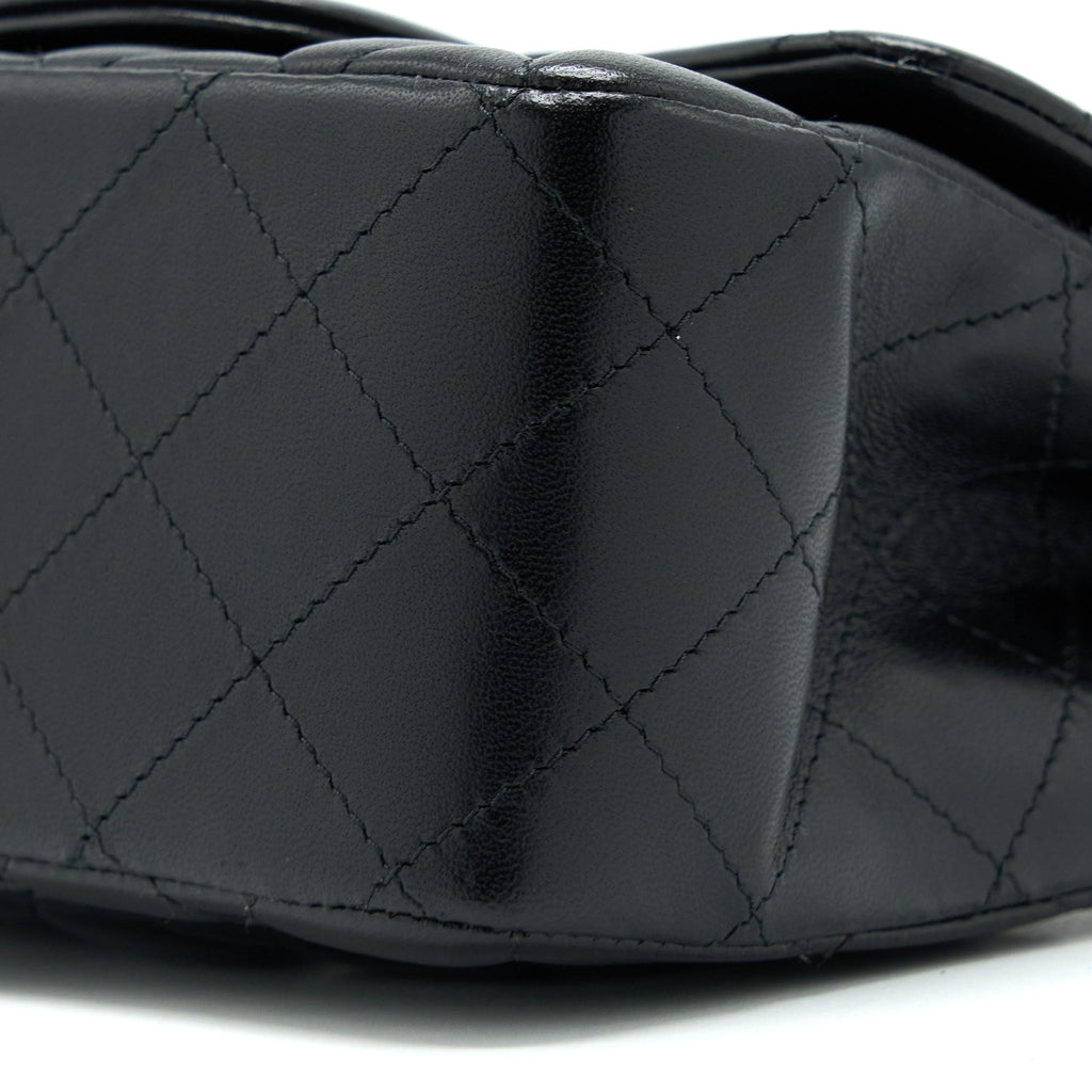 CHANEL MINI SQUARE FLAP BAG LAMBSKIN BLACK LGHW (MICROCHIP)