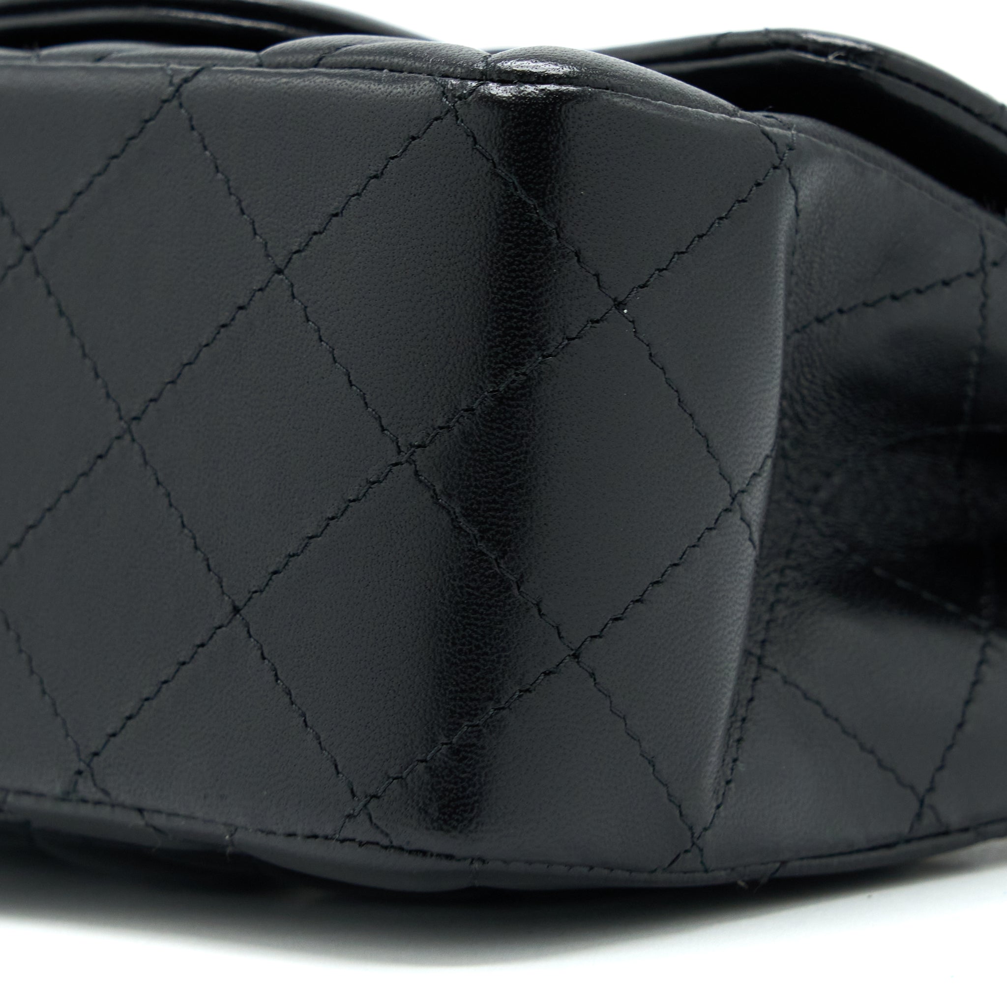 CHANEL MINI SQUARE FLAP BAG LAMBSKIN BLACK LGHW (MICROCHIP)