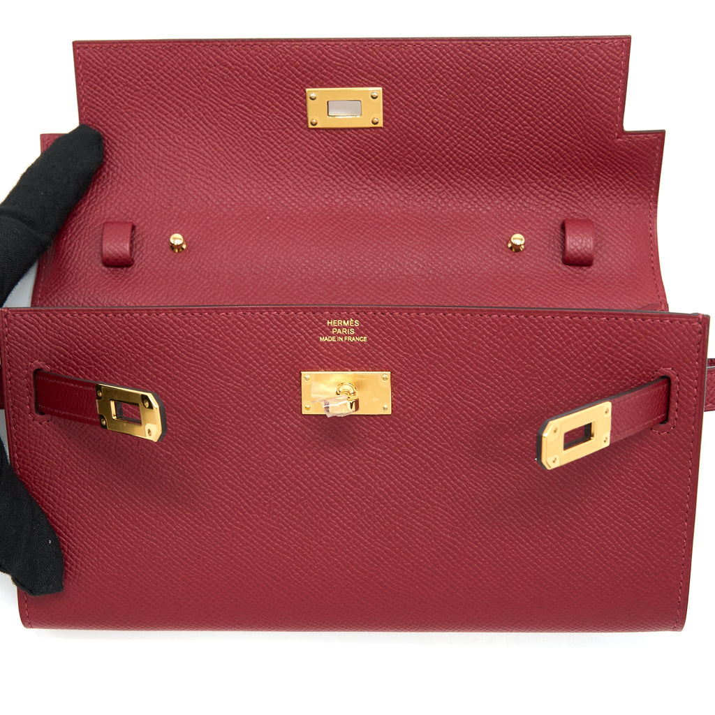 HERMES KELLY TO GO EPSOM K1 ROUGE GRENAT GHW