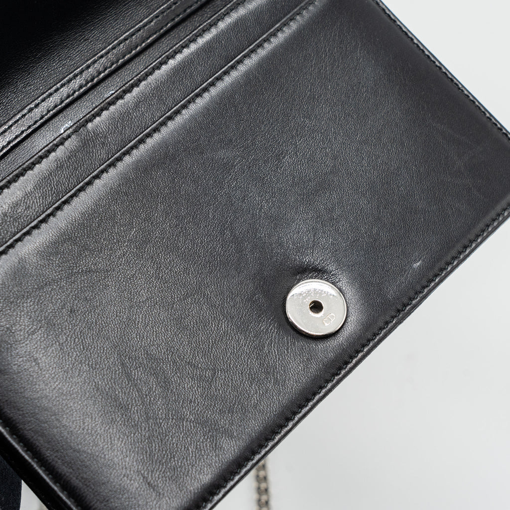 DIOR DIORAMA WALLET ON CHAIN LIMITED PRINT LAMBSKIN BLACK SHW