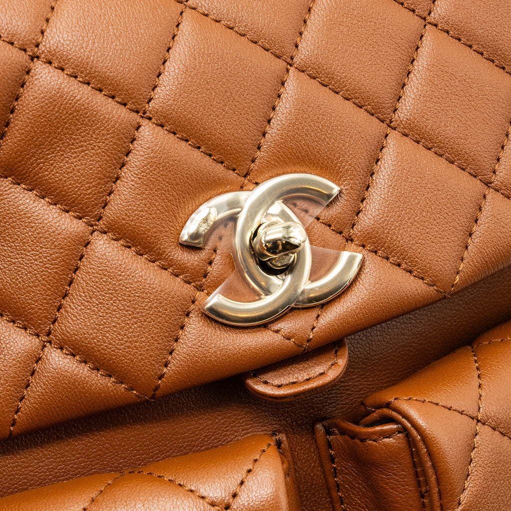 CHANEL 23A TRIPLE PACK BACKPACK CALFSKIN CARAMEL LGHW (MICROCHIP)