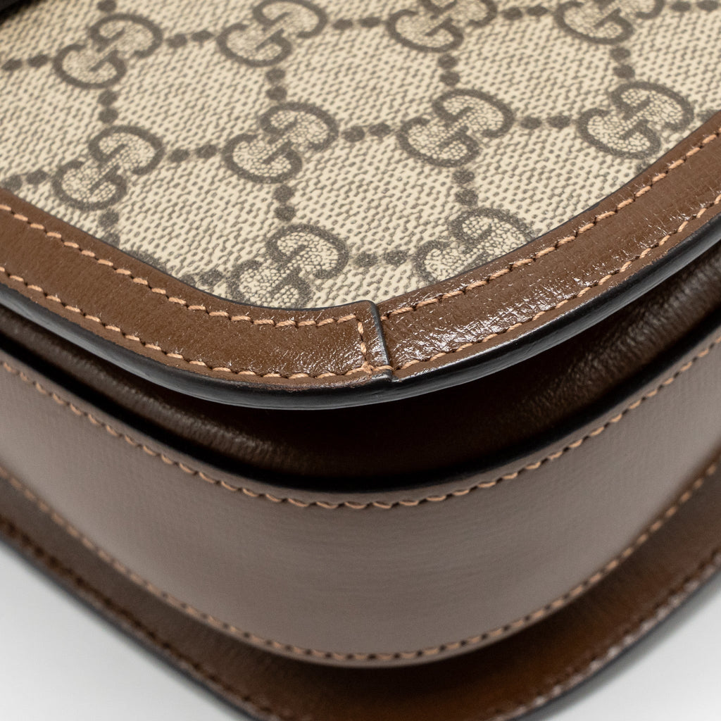 GUCCI HORSEBIT 1955 SHOULDER BAG GG SUPREME CANVAS/LEATHER BEIGE/BROWN GHW