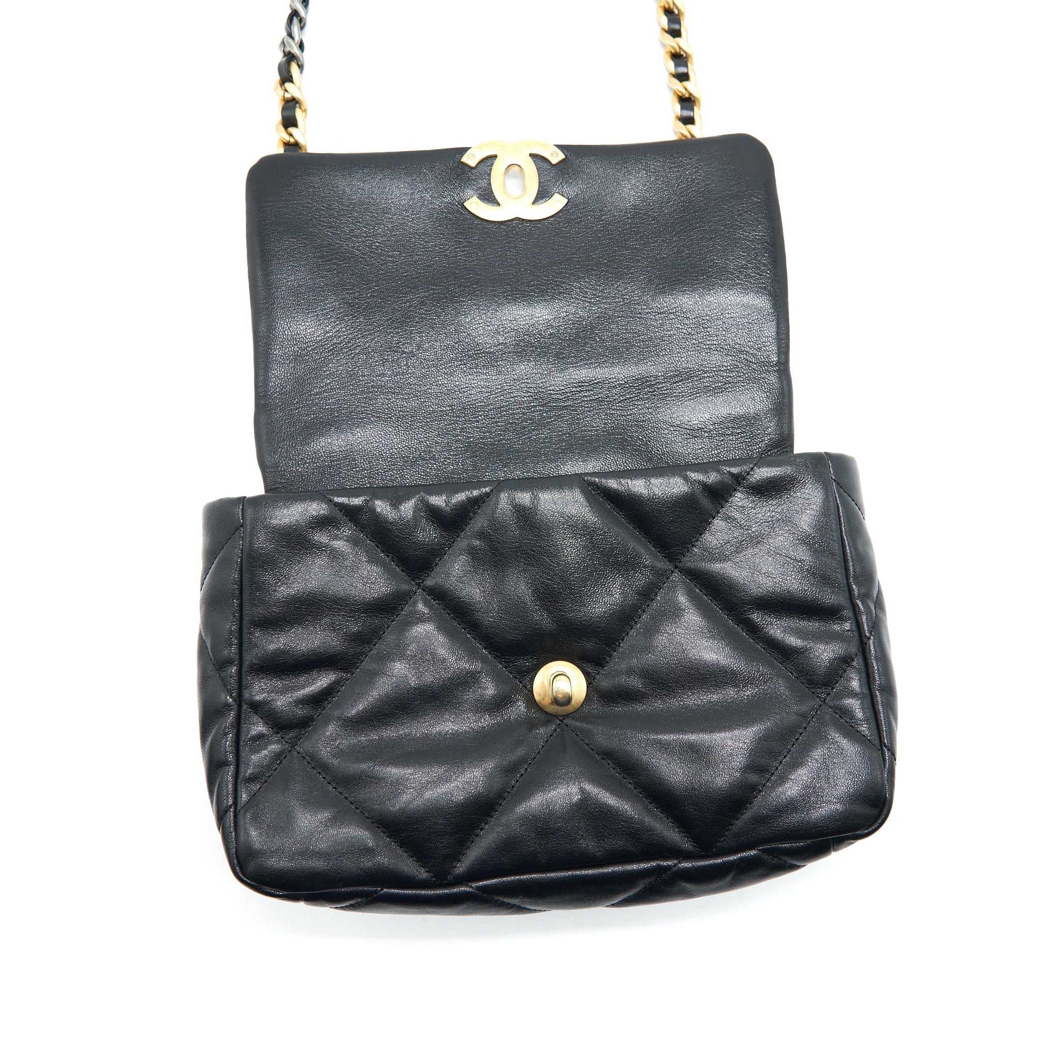 CHANEL SMALL 19 BAG BLACK GHW