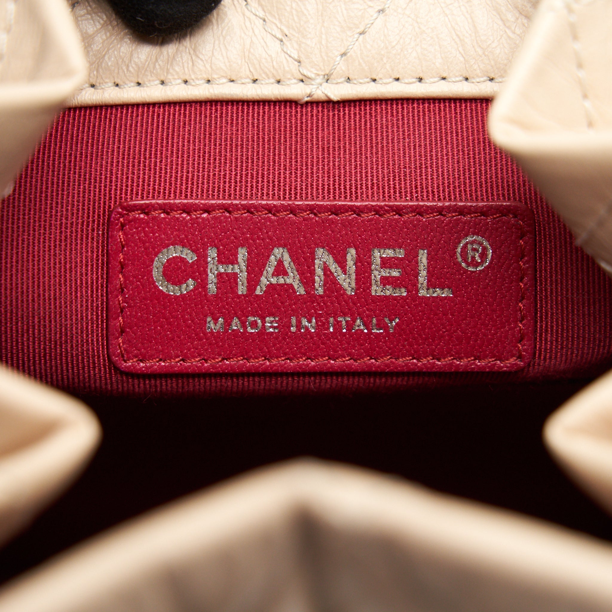 CHANEL GABRIELLE BACKPACK IN AGED CALFSKIN QUILTED LEATHER BEIGE