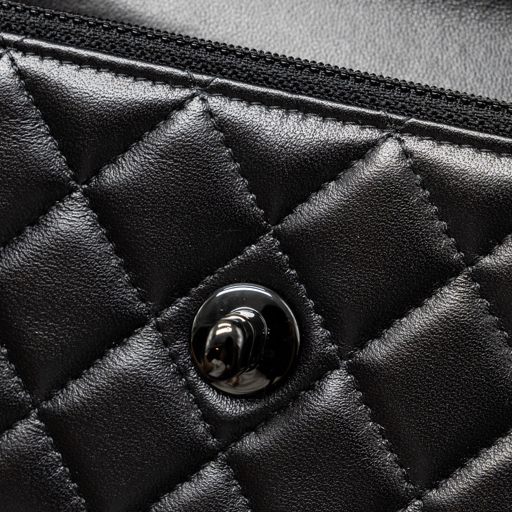 CHANEL TRENDY CC WALLET ON CHAIN LAMBSKIN BLACK WITH BLACK HARDWARE (MICROCHIP)