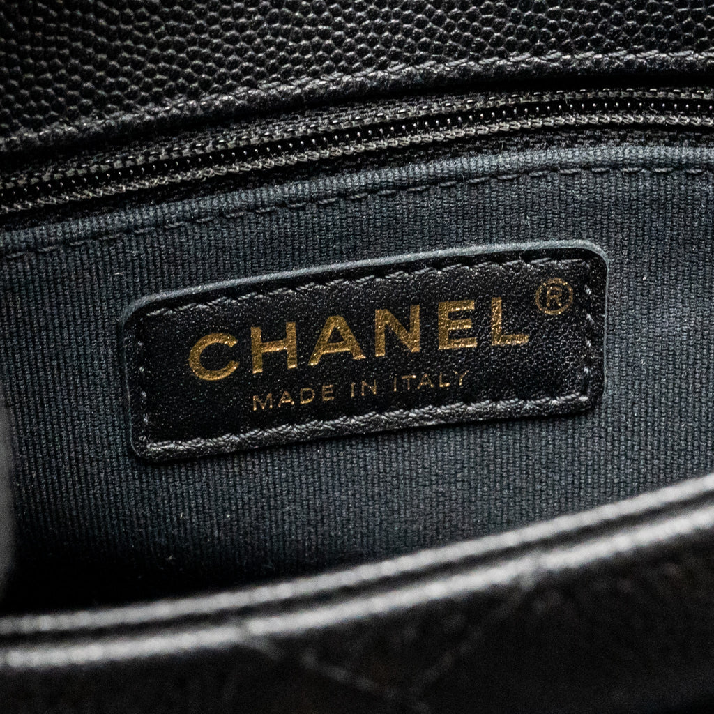 CHANEL 24B QUILTED FLAP BAG CAVIAR BLACK GHW(MICROCHIP)