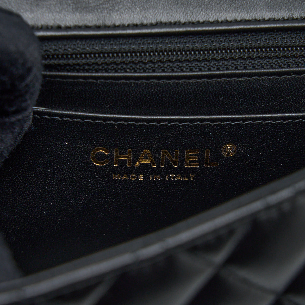 CHANEL MINI SQUARE FLAP BAG LAMBSKIN BLACK LGHW (MICROCHIP)