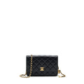 CHANEL PEARL CRUSH WALLET ON CHAIN LAMBSKIN BLACK GHW (MICROCHIP)