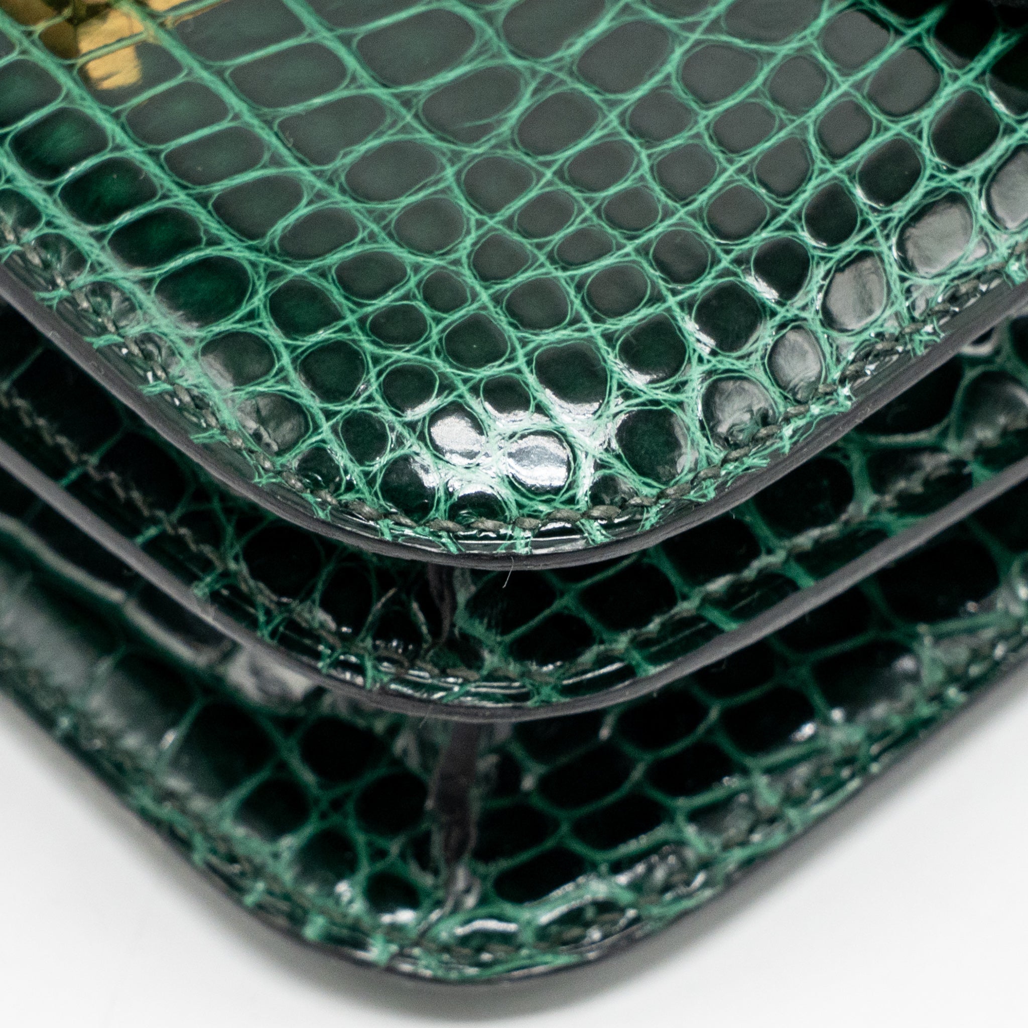 HERMES MINI CONSTANCE SHINY ALLIGATOR MISSISSIPPIENSIS VERT FONCE GHW