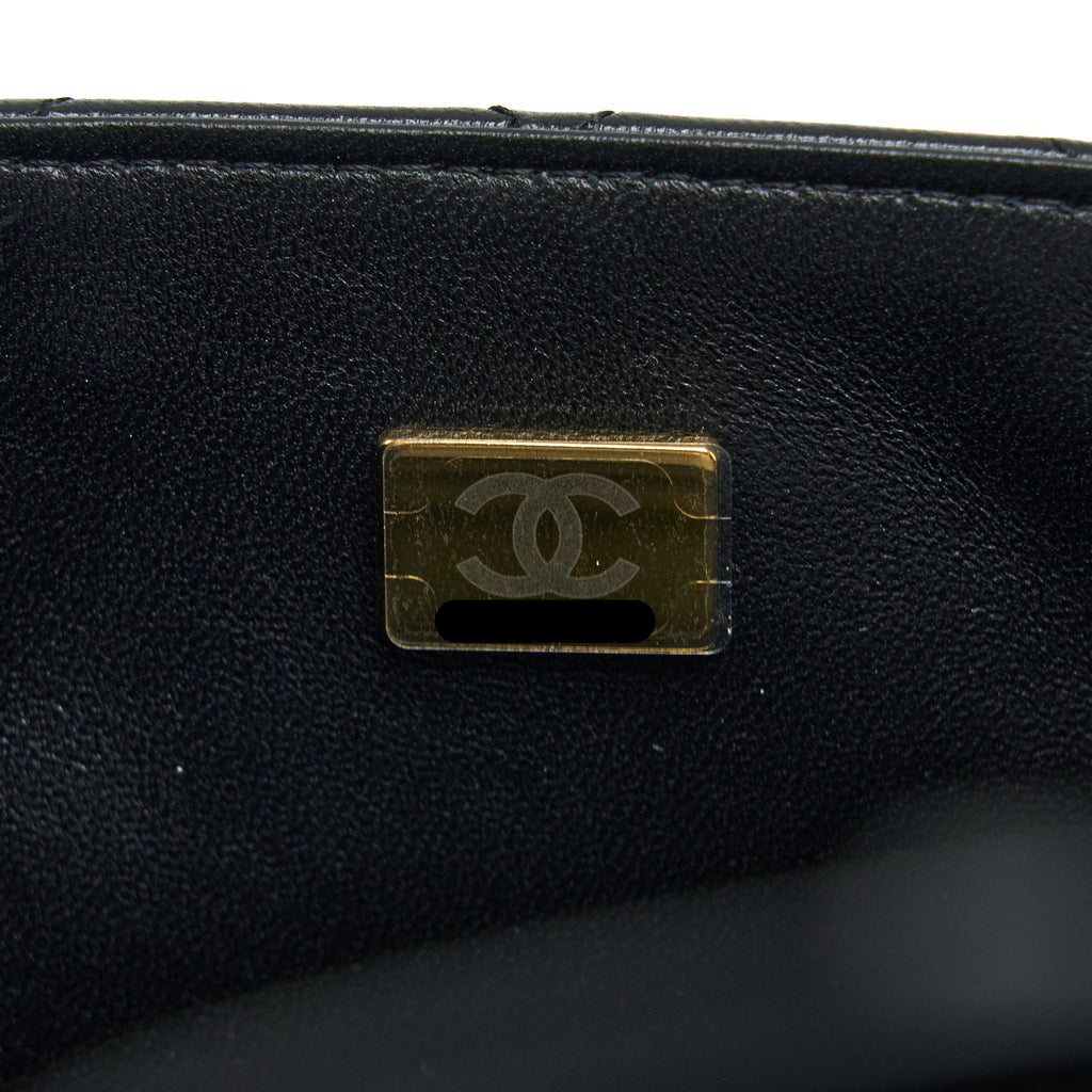 CHANEL MINI SQUARE FLAP BAG LAMBSKIN BLACK LGHW (MICROCHIP)