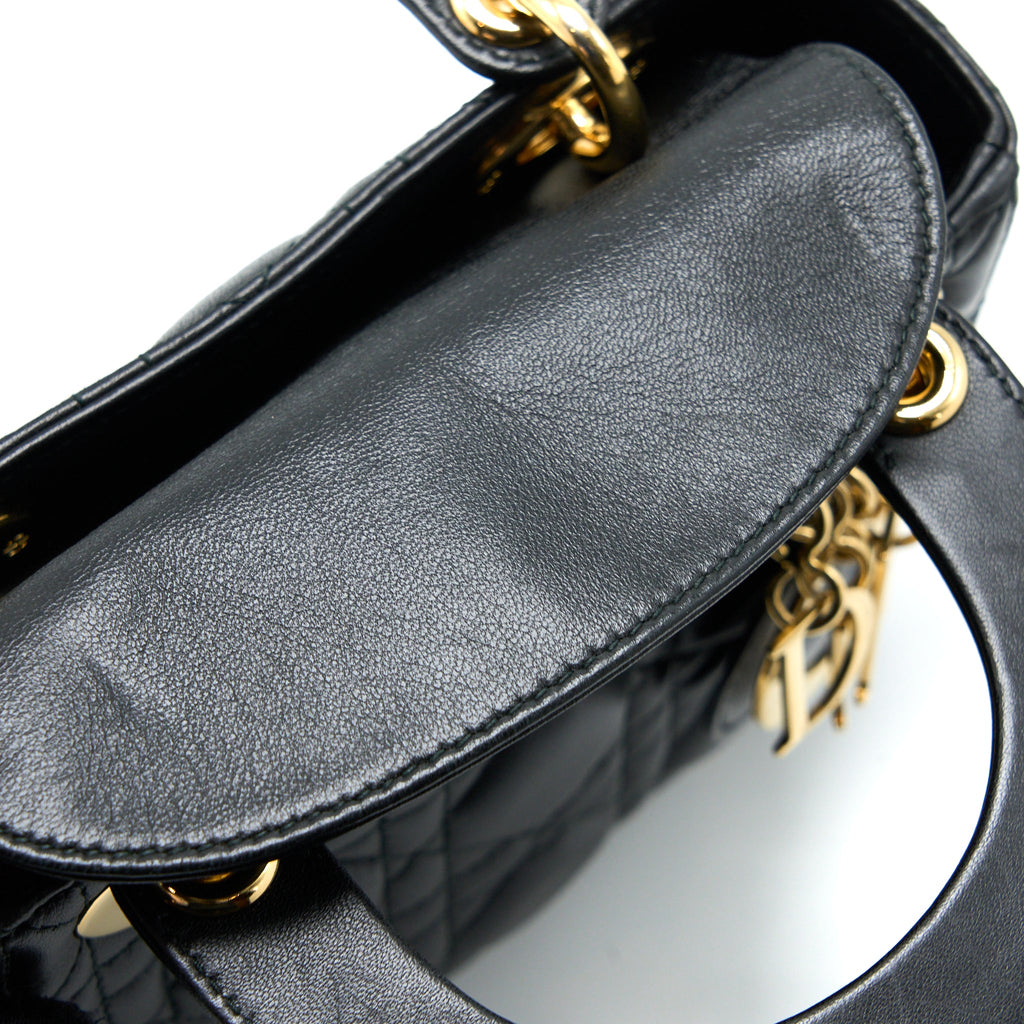 DIOR MINI LADY DIOR LAMBSKIN BLACK GHW