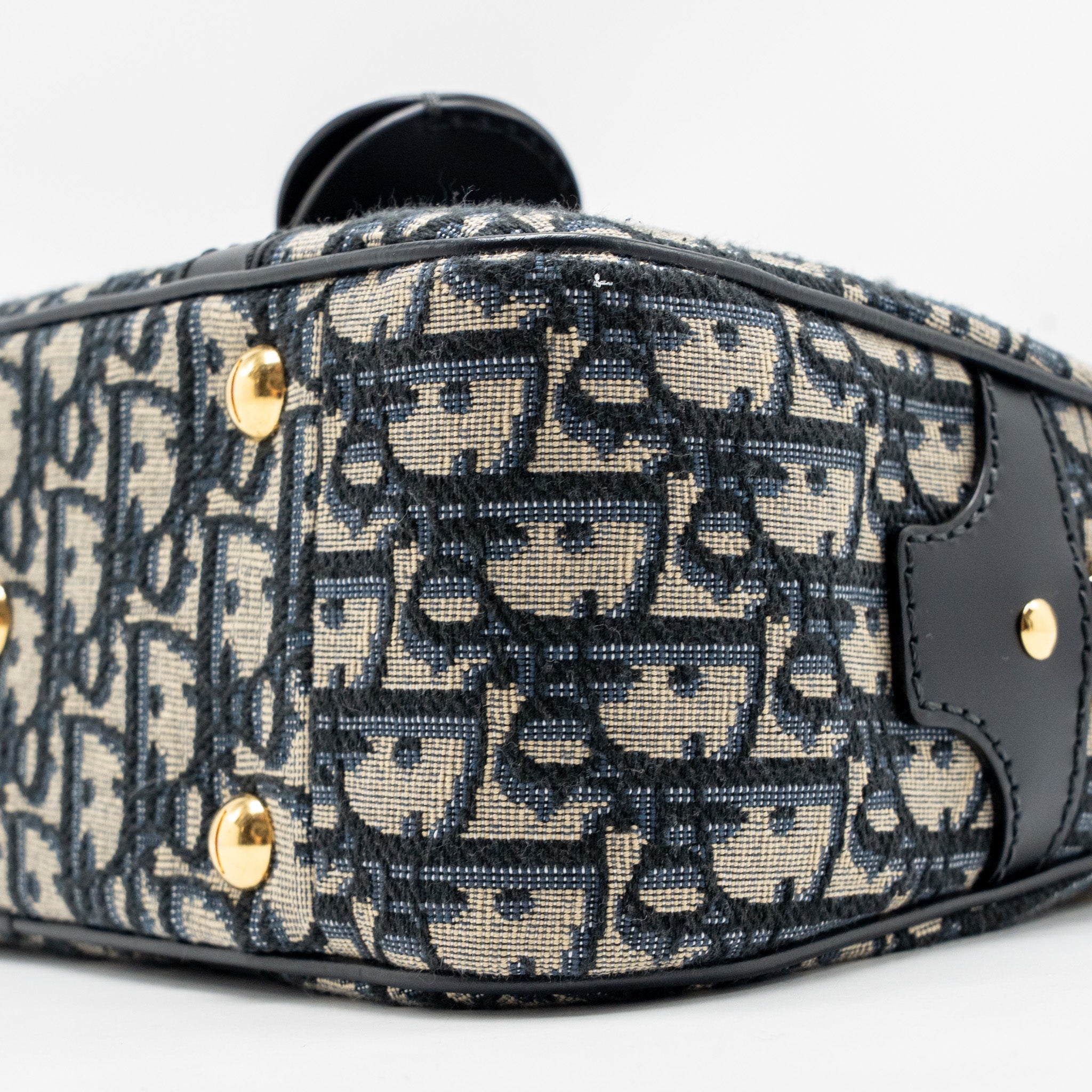 DIOR MEDIUM BOWLING BAG DIOR OBLIQUE CANVAS BLUE GHW