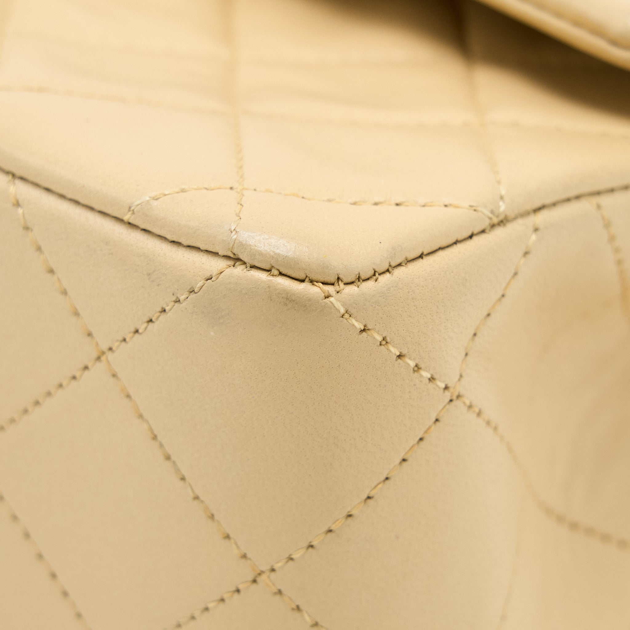 CHANEL VINTAGE SMALL CLASSIC DOUBLE FLAP BAG LAMBSKIN BEIGE GHW