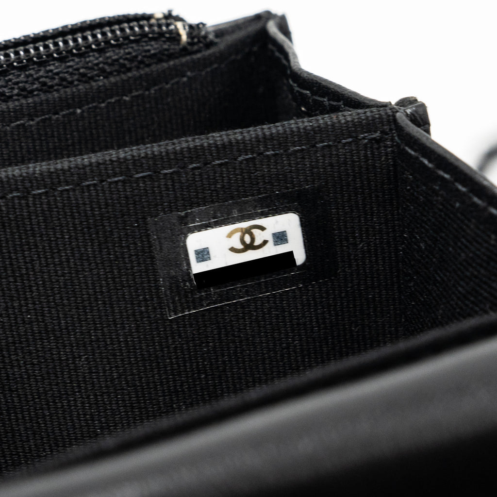 CHANEL TRENDY CC WALLET ON CHAIN LAMBSKIN BLACK WITH BLACK HARDWARE (MICROCHIP)