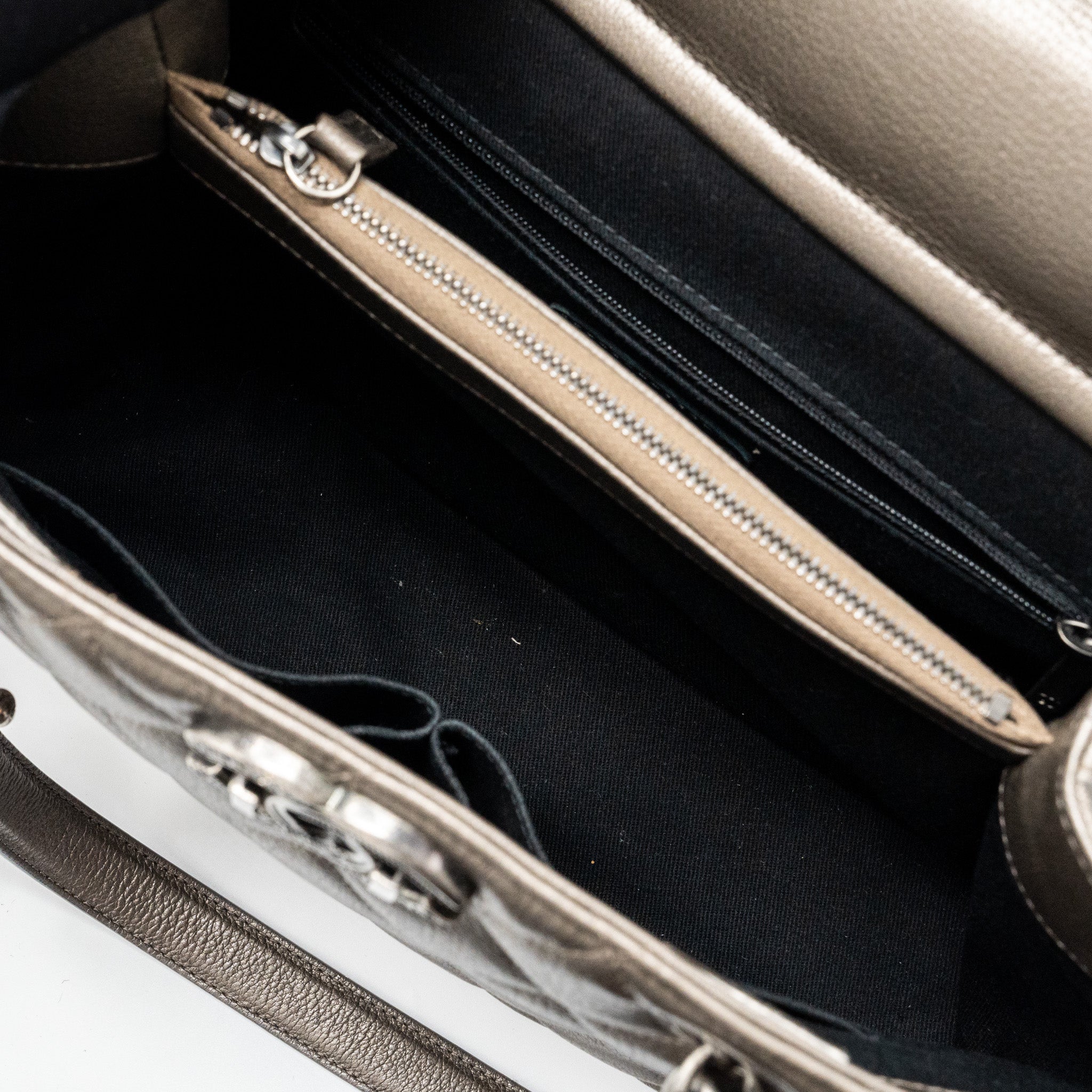 CHANEL QUILTED TOTE BAG GOATSKIN SILVER RUTHENIUM HARDWARE
