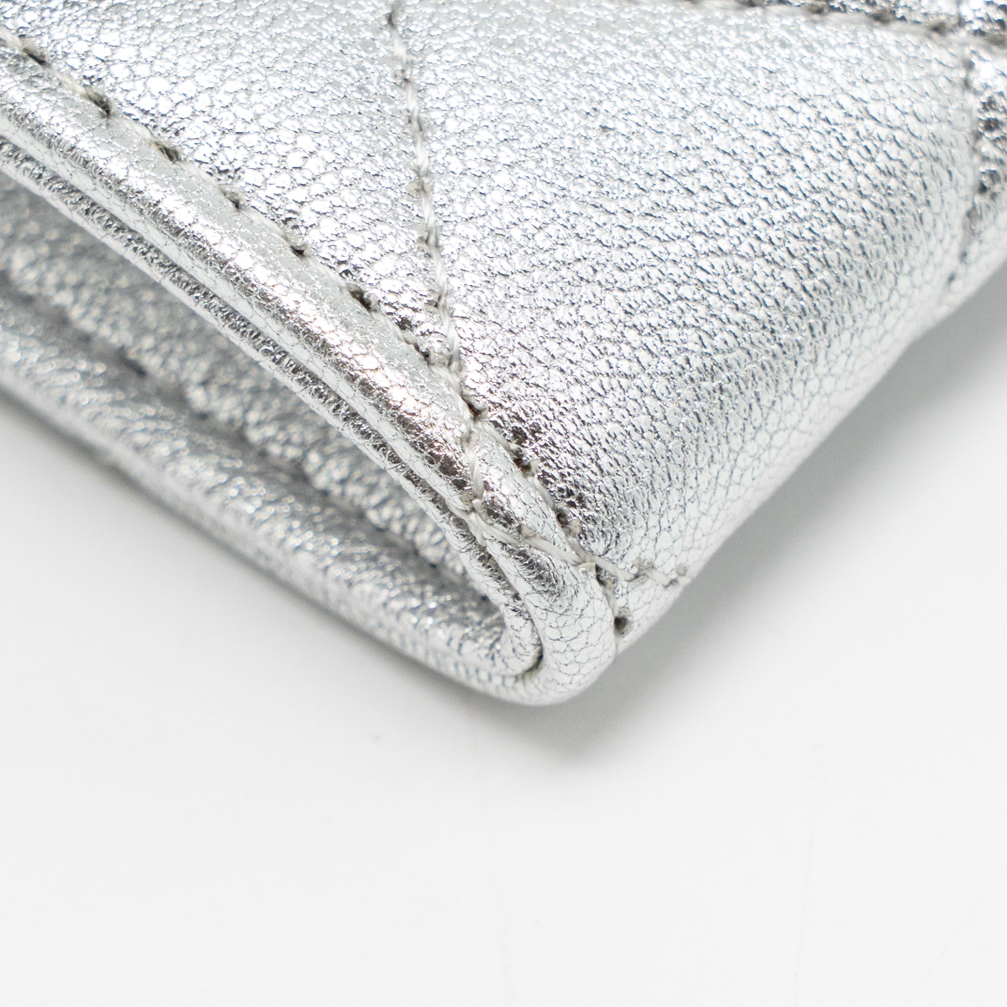 CHANEL MINI FLAP BELT BAG LAMBSKIN SILVER SHW