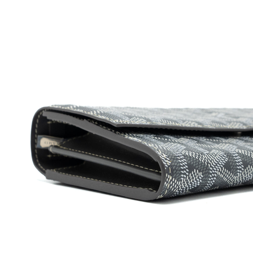 GOYARD VARENNE CONTINENTAL WALLET GOYARDINE CANVAS/CALFSKIN GREY SHW