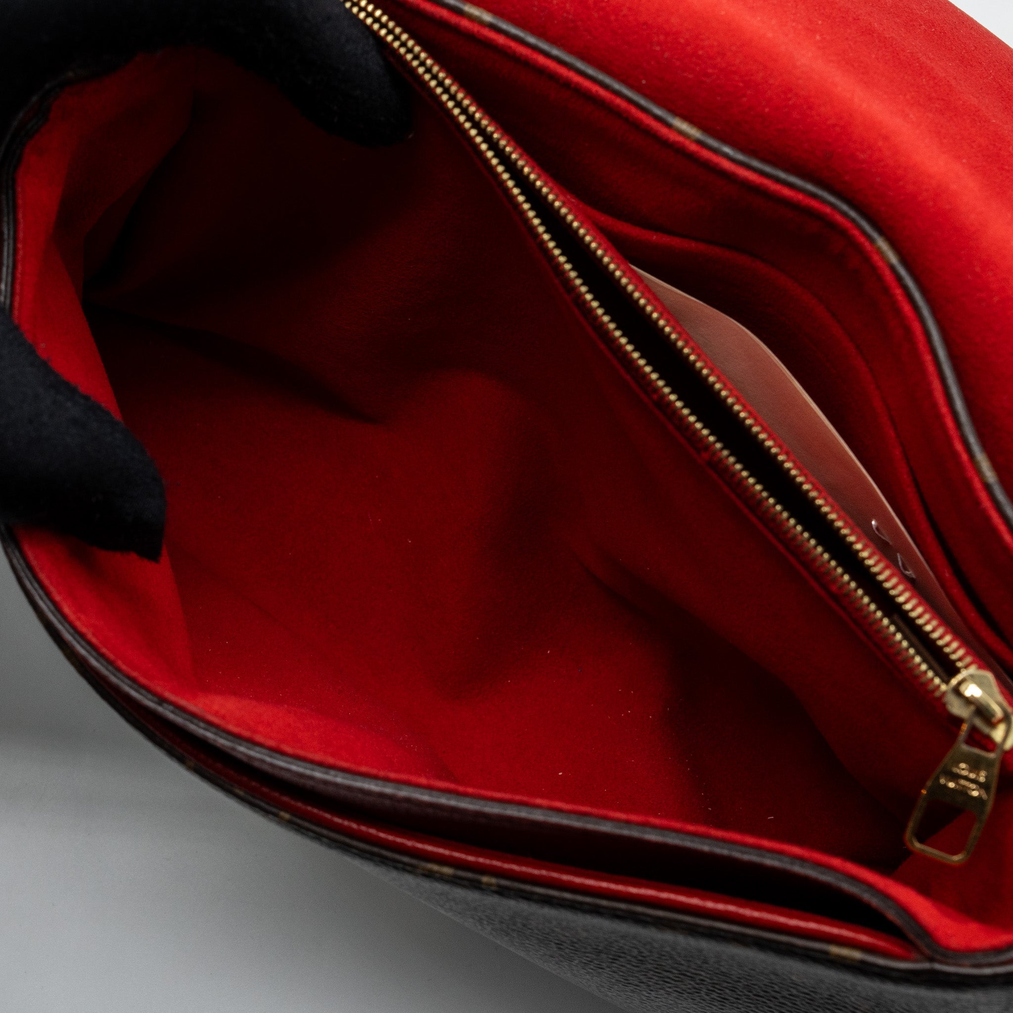 LOUIS VUITTON PALLAS CHAIN BAG MONOGRAM CANVAS / CALFSKIN RED GHW