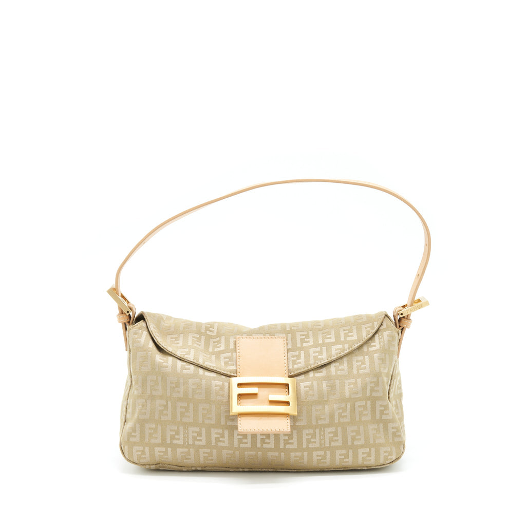 FENDI VINTAGE BAGUETTE FABRIC BEIGE GHW