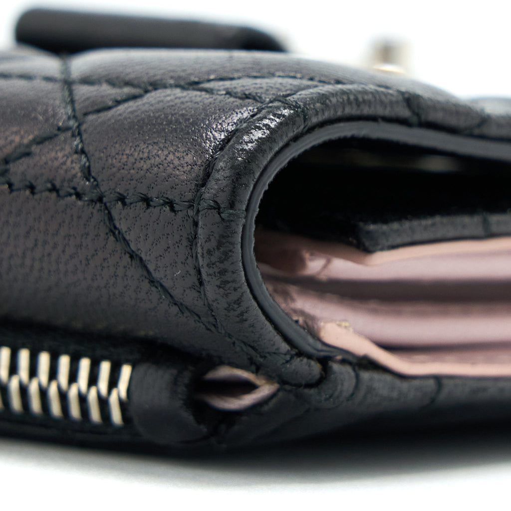 DIOR COMPACT WALLET LAMBSKIN BLACK/PINK SHW