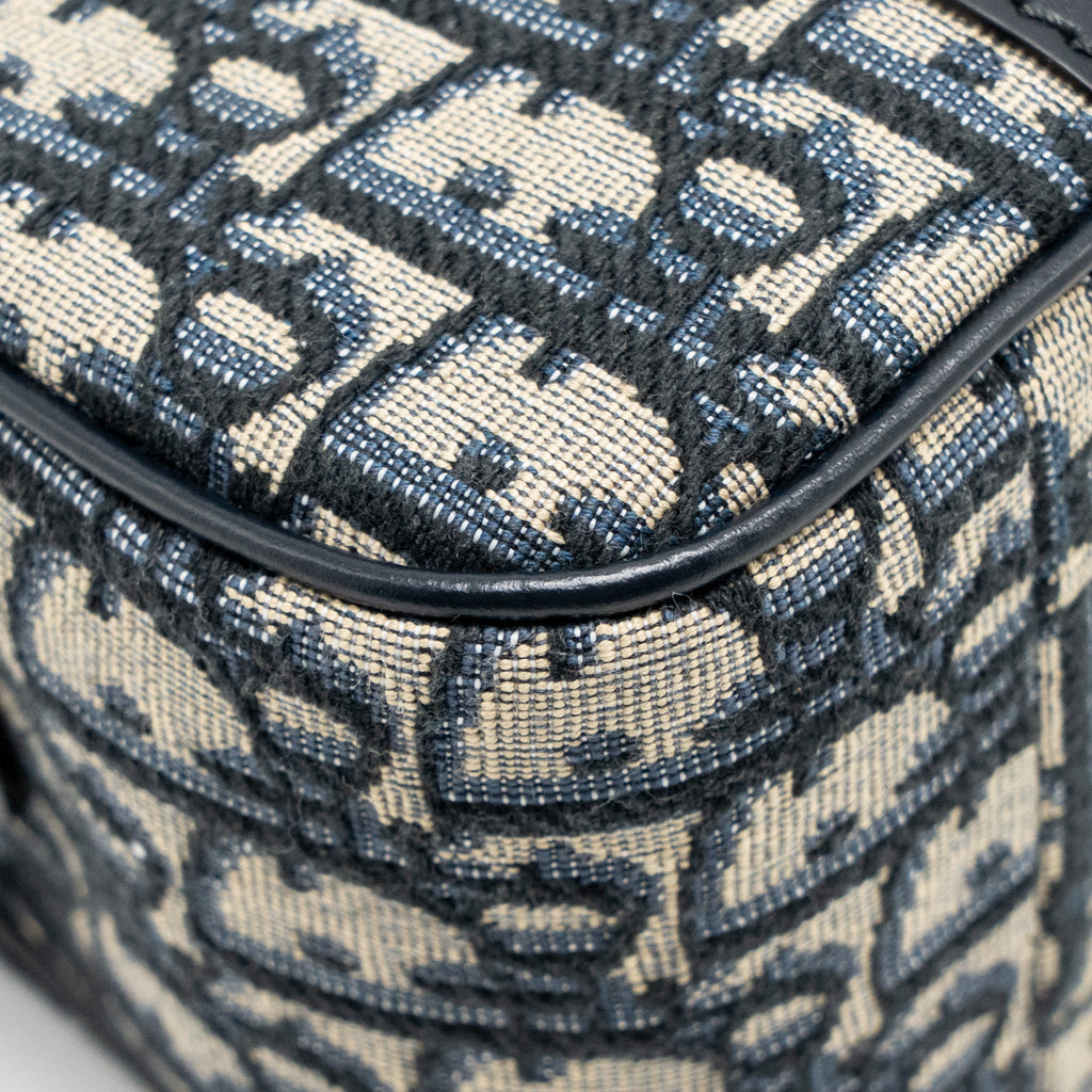 DIOR MEDIUM BOWLING BAG DIOR OBLIQUE CANVAS BLUE GHW