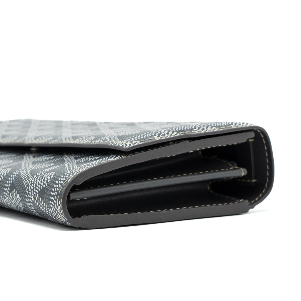 GOYARD VARENNE CONTINENTAL WALLET GOYARDINE CANVAS/CALFSKIN GREY SHW