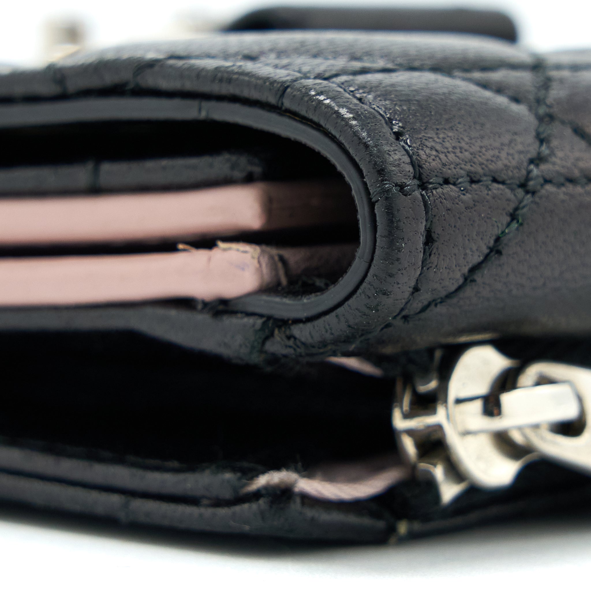 DIOR COMPACT WALLET LAMBSKIN BLACK/PINK SHW