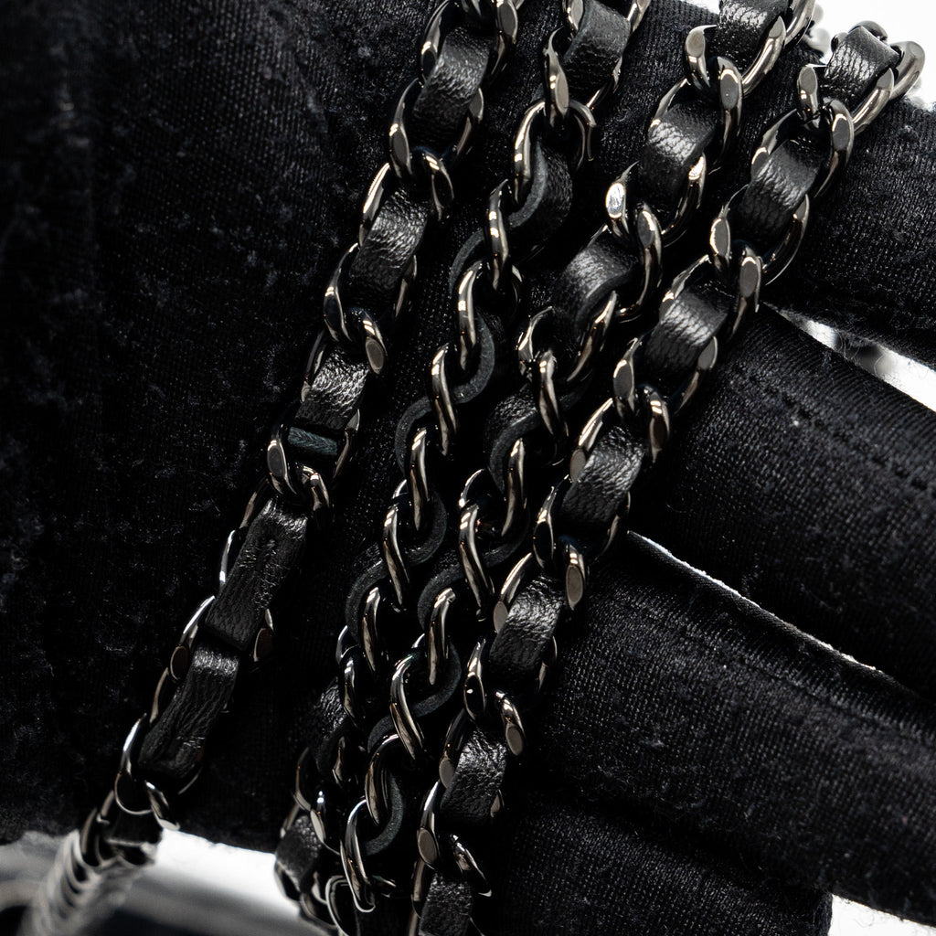 CHANEL TRENDY CC WALLET ON CHAIN LAMBSKIN BLACK WITH BLACK HARDWARE (MICROCHIP)
