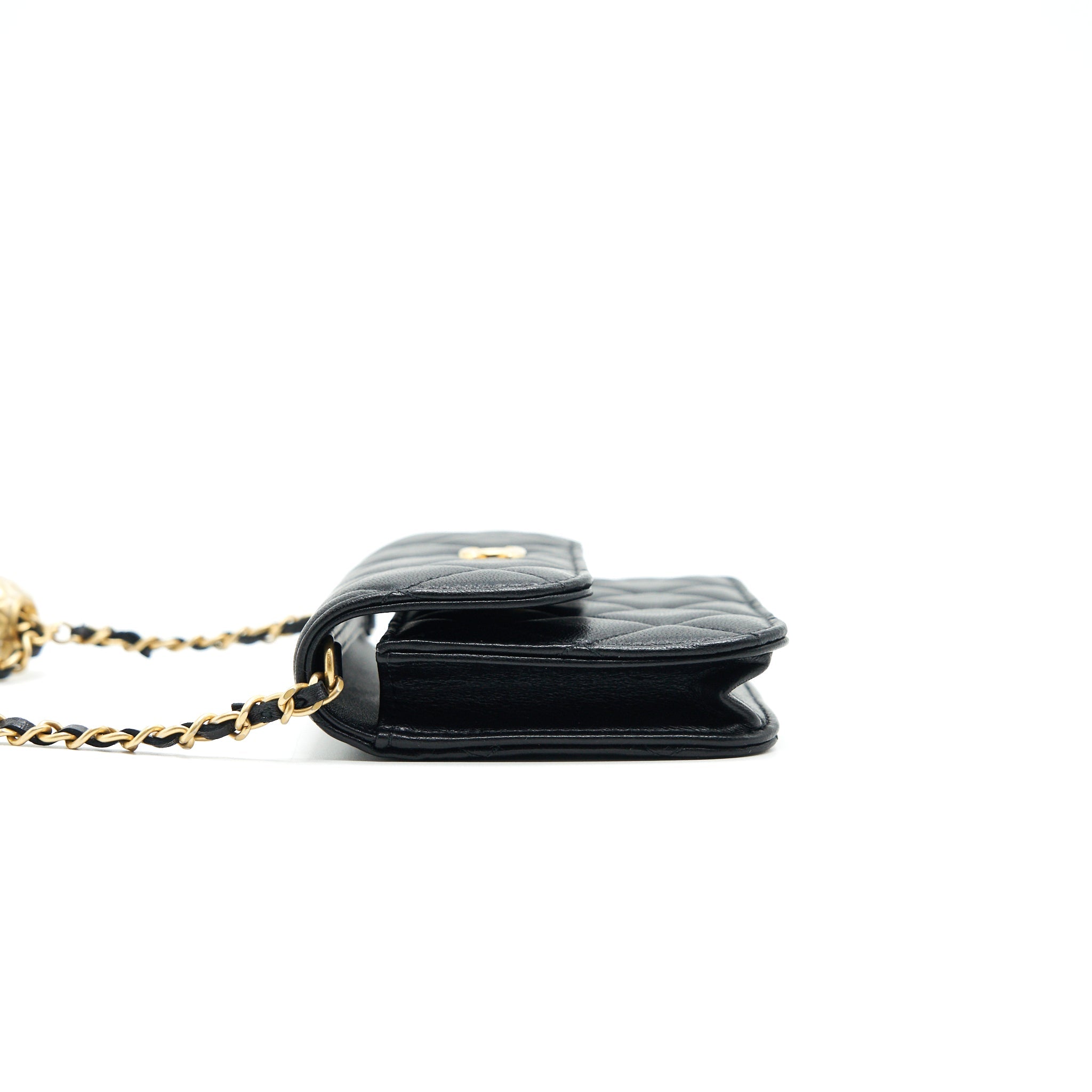 CHANEL 2021 PEARL CRUSH BELT BAG BLACK WITH GHW