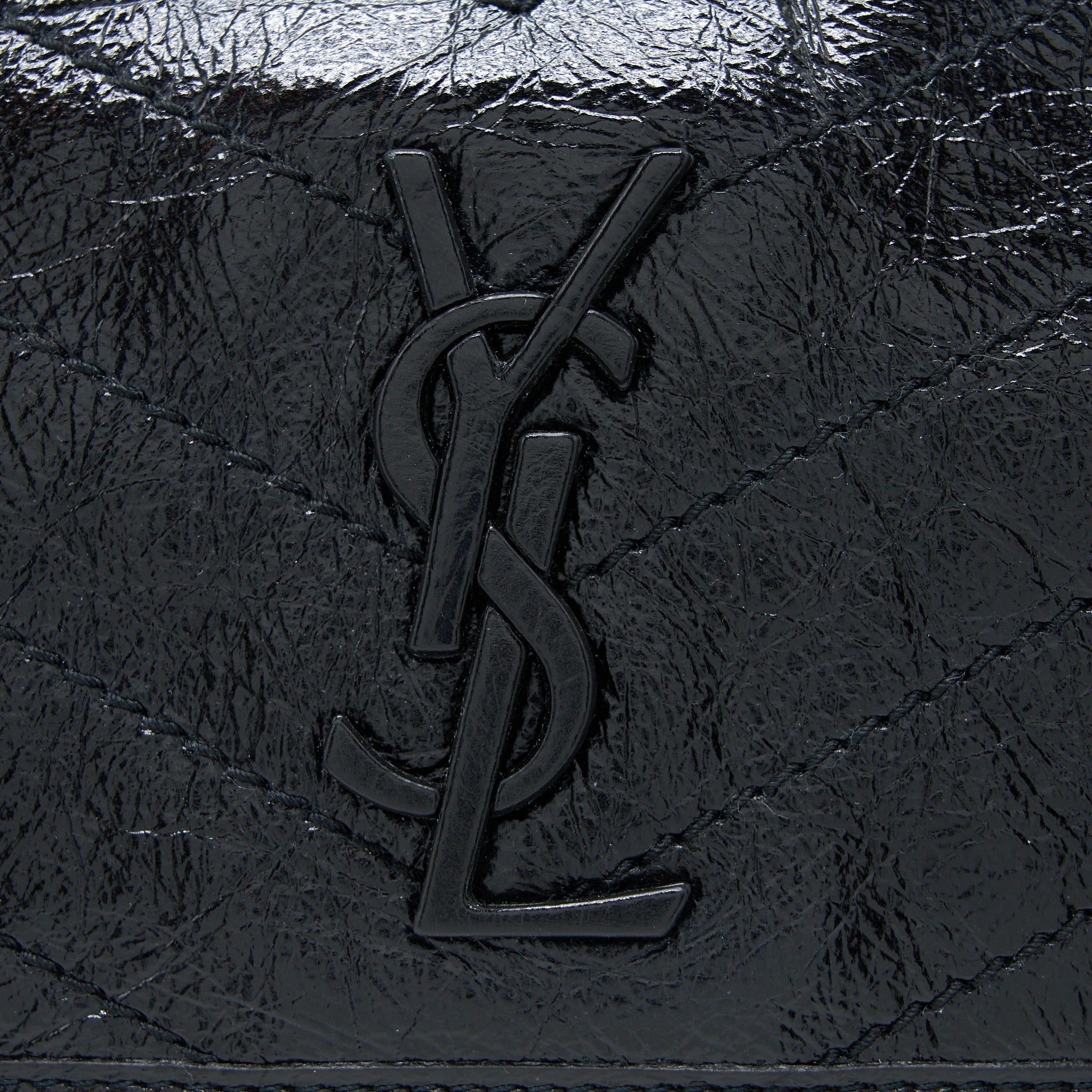SAINT LAURENT MEDIUM NIKI CHAIN BAG AGED CALFSKIN BLACK RUTHENIUM HARDWARE